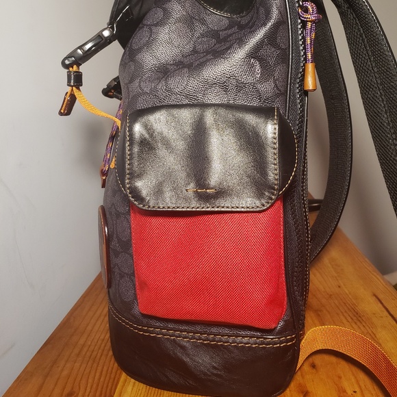 Coach Rivington Signature/Leather Drawstring Backpack - Picture 5 of 14